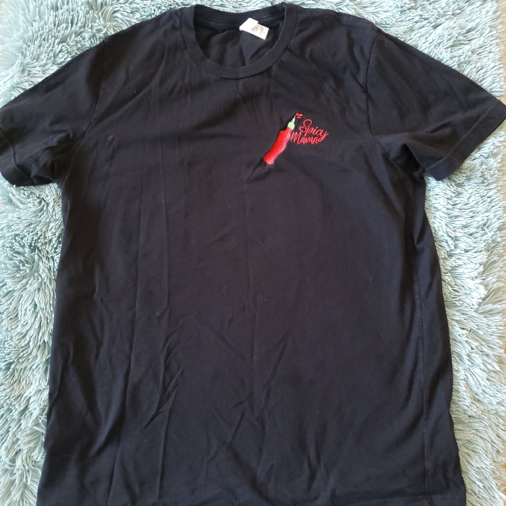 Spicy Mama Embroidered Black T-Shirt